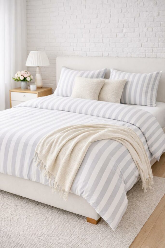 posciel w paski szare